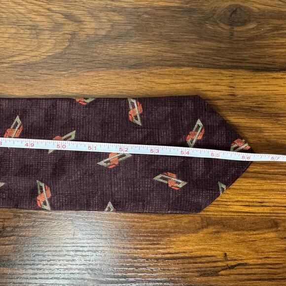 Ermenegildo Zegna Tie Mens 100% Silk Geometric Neck Tie Multicolor Maroon Career - Picture 3 of 6